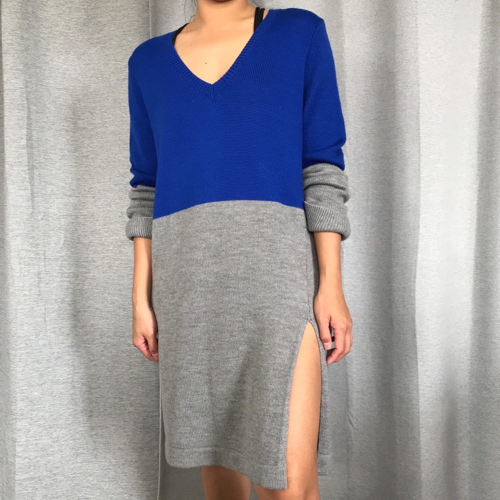 BCBG Oversized Side Slit Italian Wool Sweater